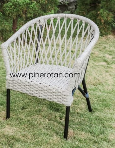Kursi Taman Pine Rotan Sintetis – Kingstone Arm Chair - Rope Grey.