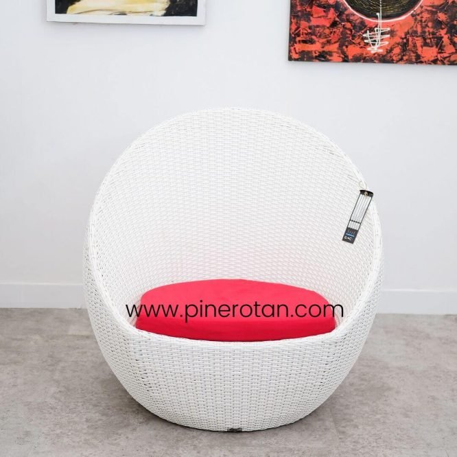 Kursi Santai Rotan Sintetis Putih / Sofa Bulat - Pule Sofa.