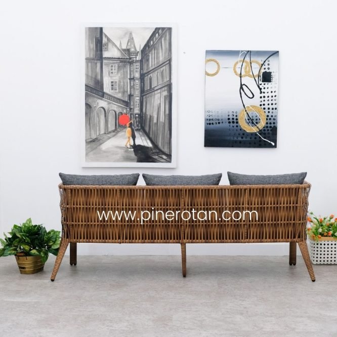 Sofa Rotan Sintetis - Salute 3 Seat - Red Pine