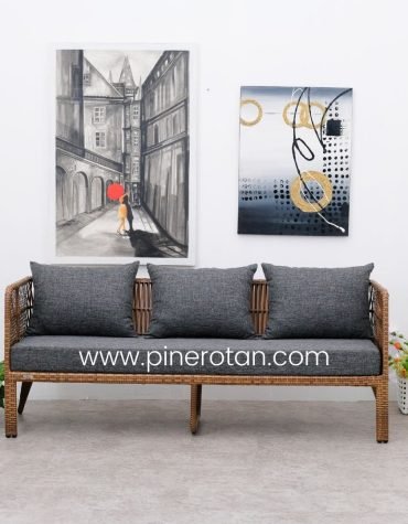 Sofa Tamu Rotan Sintetis - Salute 3 Seat - Red Pine