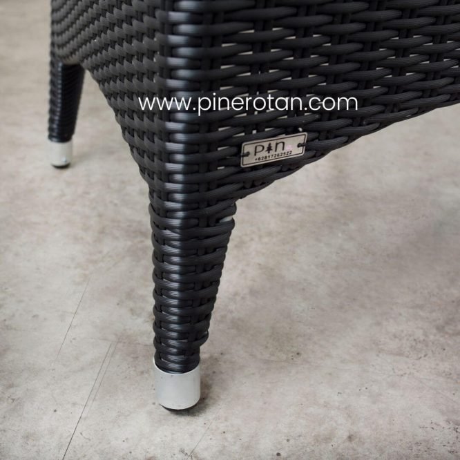 1 Set Meja Tamu Rotan Sintetis / Kursi Tamu – Kenko Living Set 4×1 - Toronto Coffee Table - Black