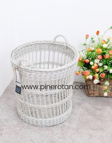 Laundry Keranjang Rotan Lily - Basket Laundry Lily - Grey