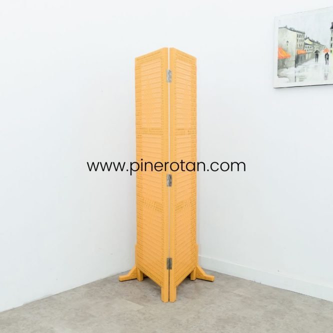 Pembatas Ruangan Rotan Sintetis - Alonzo 2 Panel - Honey