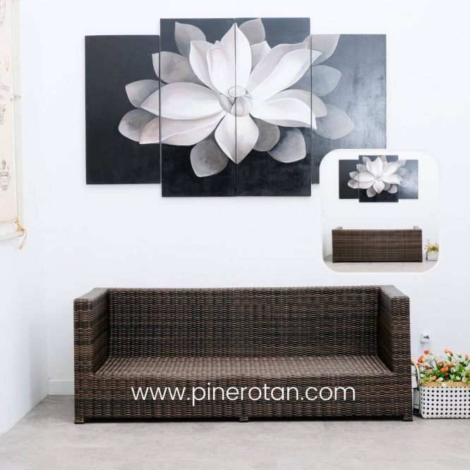 Set Sofa Tamu Teras Taman Outdoor Pine Rotan Sintetis - North Sofa Set