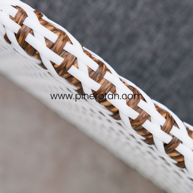 Sofa Rotan Sintetis / Sofa Tamu Minimalis / Lemon Sofa Lurik Red Pulut - White.