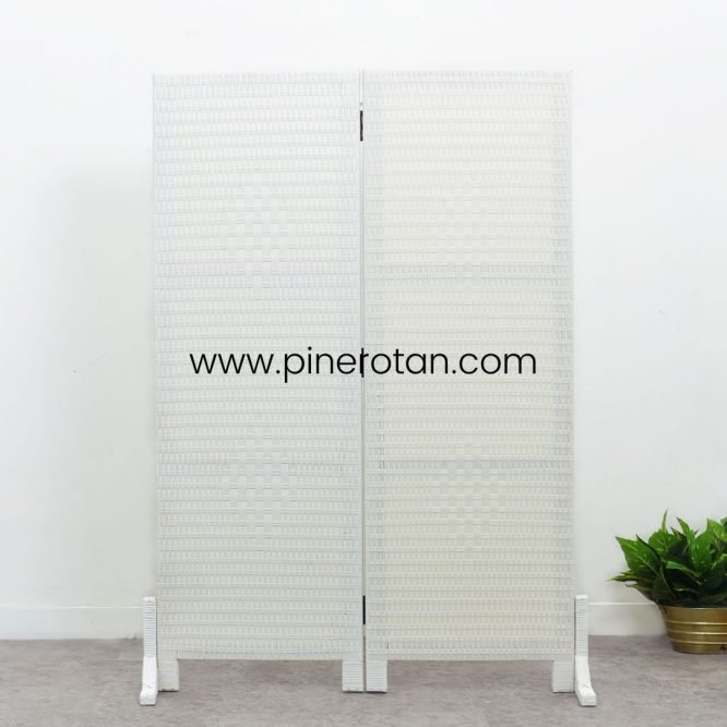 Pembatas Ruangan Rotan - Alonzo 2 Panel - White