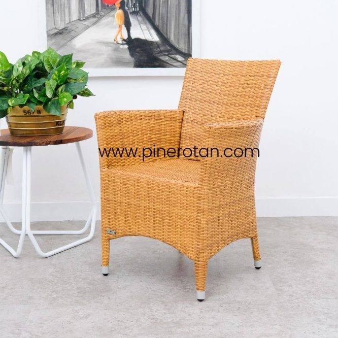 Set Meja Kursi Teras Taman Outdoor Pine Rotan Sintetis Minimalis - Kenko Terrace Set - Kenko Side Table - Plain Honey.
