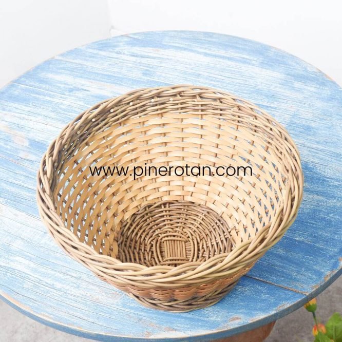 Keranjang Rotan - Mangkok Fruit Basket Plain Honey