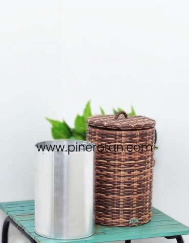 Keranjang Sampah Rotan Round - Round Basket - Irish Coffee