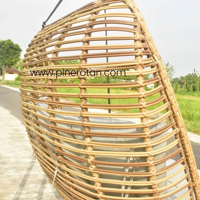 Ayunan Gantung Rotan Sintetis / Hanging Chair - Carabian Big Hanging Chair Palm Sugar - Cushion Natadola - Light grey*