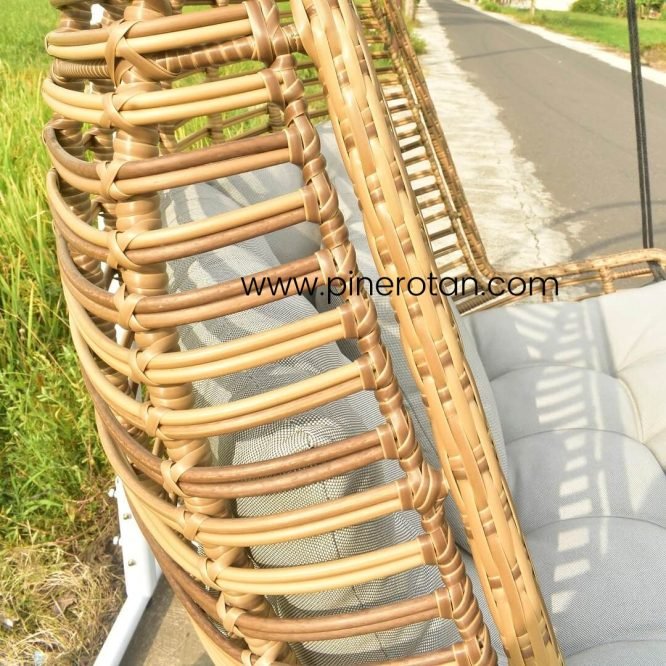 Ayunan Gantung Rotan Sintetis / Hanging Chair - Carabian Big Hanging Chair Palm Sugar - Cushion Natadola - Light grey*