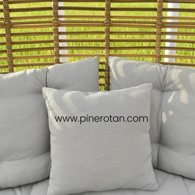 Ayunan Gantung Rotan Sintetis / Hanging Chair - Carabian Big Hanging Chair Palm Sugar - Cushion Natadola - Light grey*