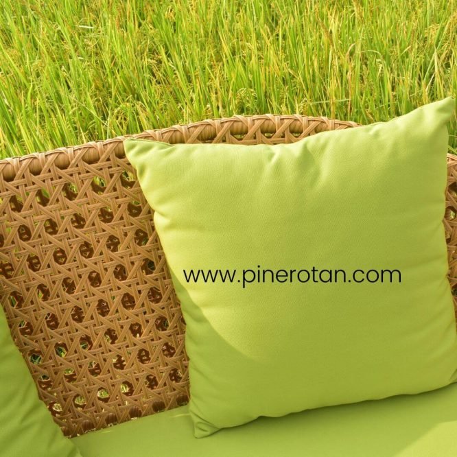 Sofa Tamu / Taman / Teras Pine Rotan Sintetis Minimalis - Lemon Bench