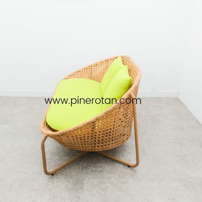 Sofa Tamu / Taman / Teras Pine Rotan Sintetis Minimalis - Lemon Bench