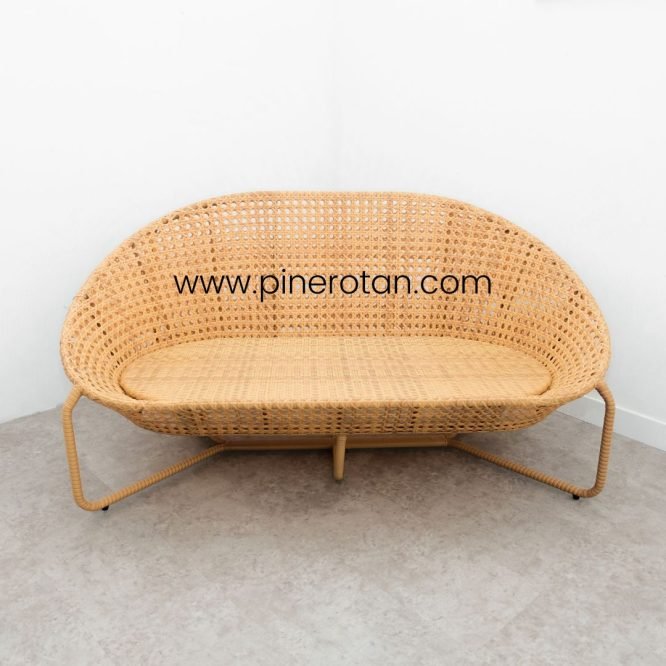 Sofa Tamu / Taman / Teras Pine Rotan Sintetis Minimalis - Lemon Bench
