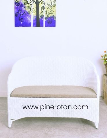 Kursi Outdoor Rotan Sintetis - Arthur 2 Seater - White