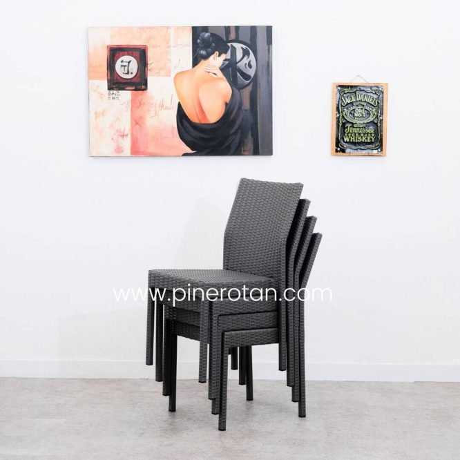 Kursi Makan Penjalin Rotan - Bean Dining Slate Grey
