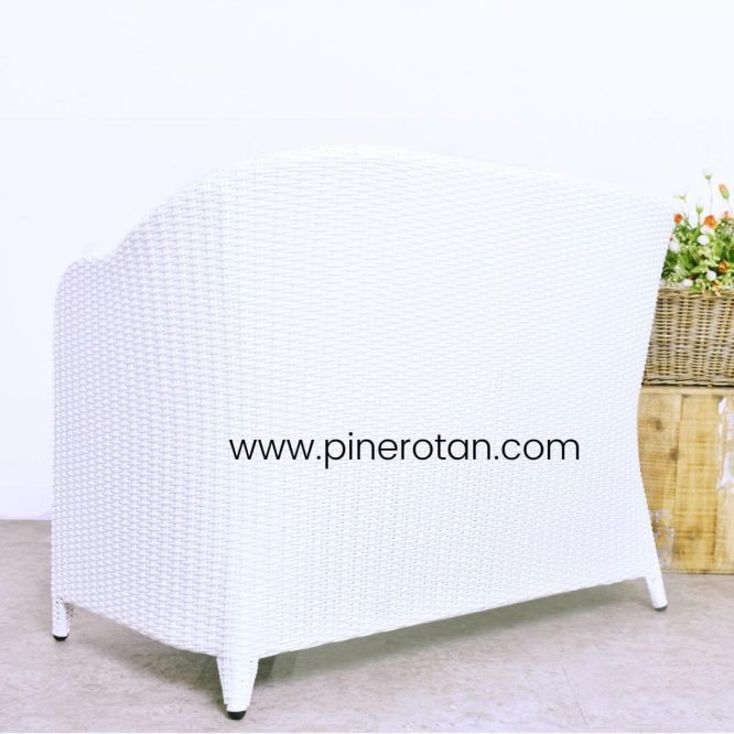Kursi Tamu / Taman Outdoor Panjang 2 Seater Minimalis Pine Rotan - Arthur Arm Chair 2 Seat - White