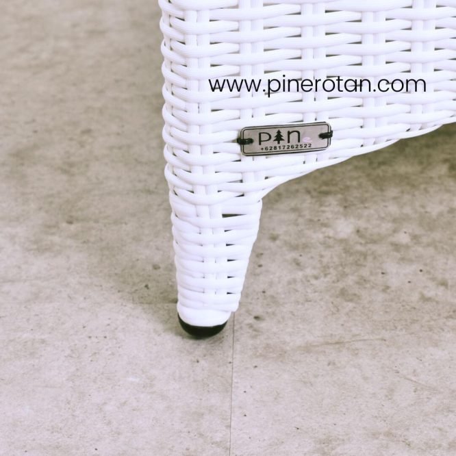 Kursi Tamu / Taman Outdoor Panjang 2 Seater Minimalis Pine Rotan - Arthur Arm Chair 2 Seat - White
