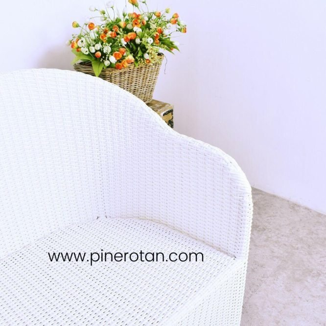 Kursi Tamu / Taman Outdoor Panjang 2 Seater Minimalis Pine Rotan - Arthur Arm Chair 2 Seat - White