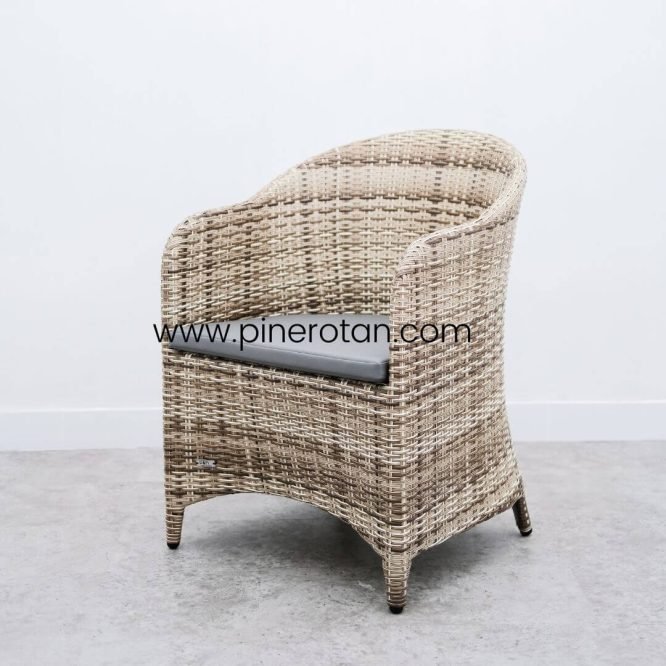 Set Meja Kursi Teras Rotan Sintetis / Meja Kayu Vintage / Kursi Tamu - Arthur Terrace Set - Shisil with Cushion
