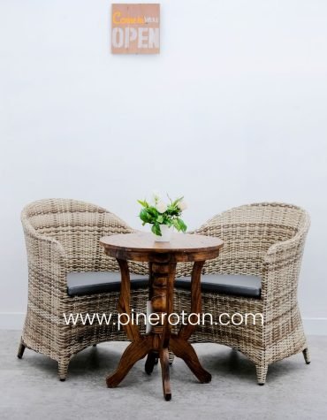 Kursi Teras Outdoor Rotan - Arthur TS - Coin Table - Shisil - Cushion