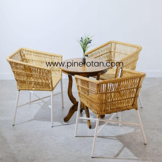 Set Kursi Teras Rotan - Salute TS - Coin Table - Nat Honey - 3 Kursi