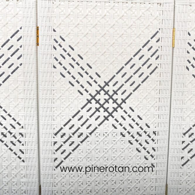 Penyekat Ruangan Sintetis Rotan - Alonzo Silang White Grey