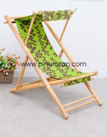 Kursi Kolam Renang - Bamboo Sunbed - Green - Dark Brown