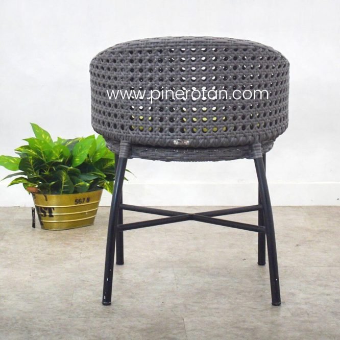 Kursi Rotan Sintetis / Kursi Teras Minimalis – Anyam Truntum - Jacky Arm Chair Slate Grey with Cushion.