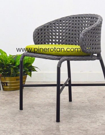 Kursi Makan Rotan Sintetis - Jacky AC -Slate Grey