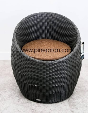 Kursi Teras Rotan Sintetis - Egg Arm Chair - Dark Brown