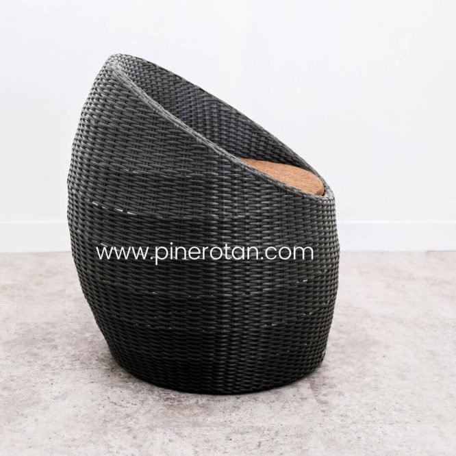 Kursi Telur Rotan Sintetis - Egg AC - Dark Brown