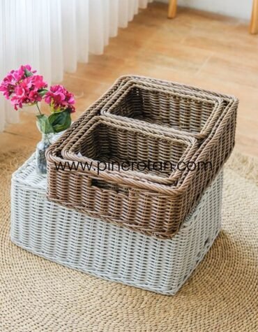 Basket Rotan Organizer Friend - Friend Basket - Brown