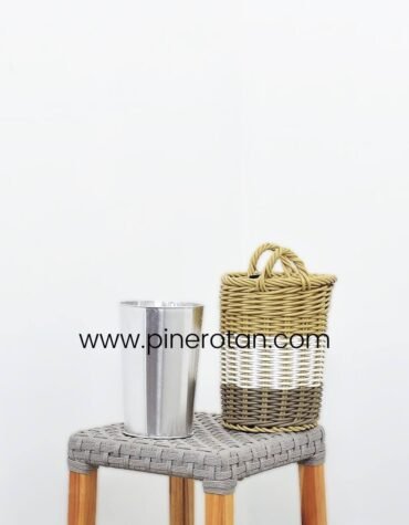 Basket Sampah Rotan Bendera - Bendera Basket S - Honey White Grey