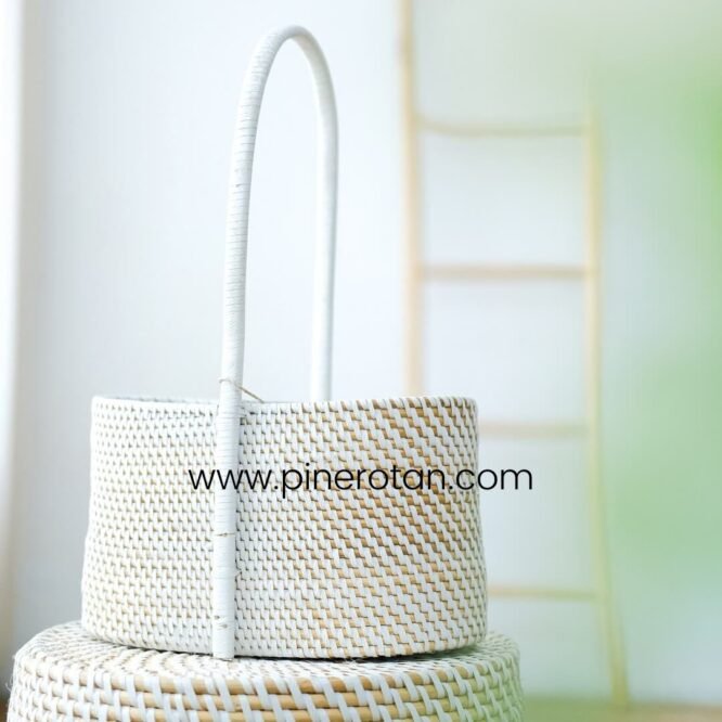Bottle Holder Striping Rotan - Striping Bottle Holder - White