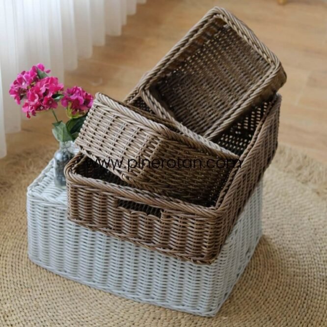 Keranjang Rotan Organizer Friend - Friend Basket - Brown