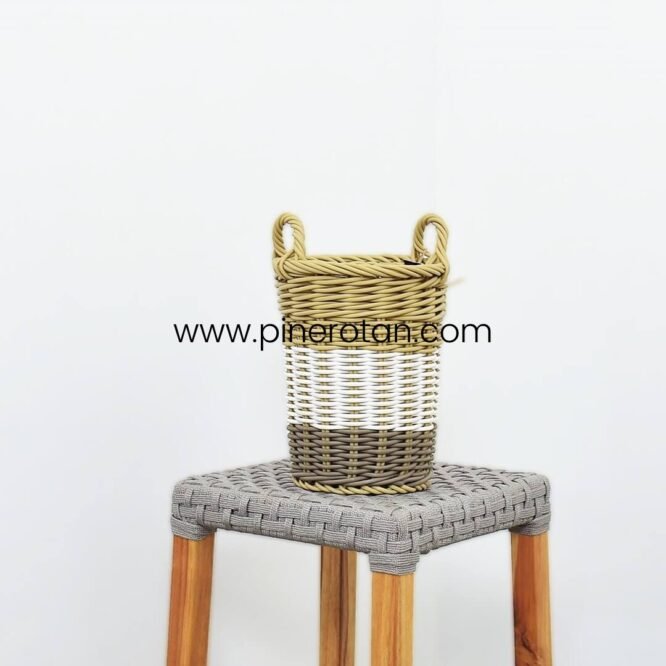 Keranjang Sampah Rotan Bendera - Bendera Basket S - Honey White Grey