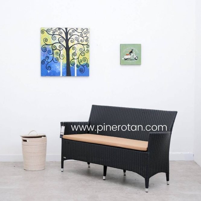Kursi Tamu Rotan - Kenko 3 Seat - Black