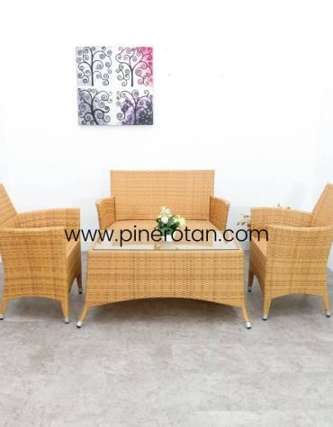 Kursi Tamu Rotan Sintetis - Kenko LS 2.1.1 - Kenko CT - Plain Honey