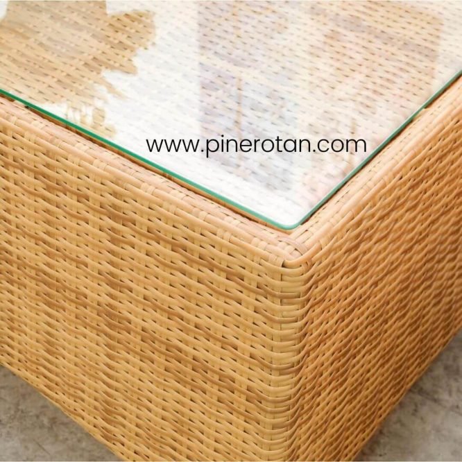 1 Set Meja Tamu Rotan Sintetis / Kursi Tamu - Kenko Living Set 2.1.1 - Kenko Coffee Table - Plain Honey