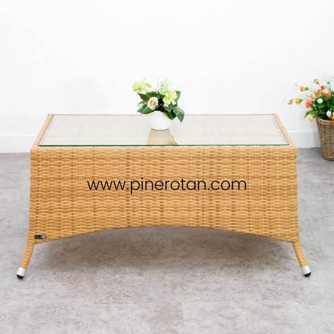 1 Set Meja Tamu Rotan Sintetis / Kursi Tamu - Kenko Living Set 2.1.1 - Kenko Coffee Table - Plain Honey