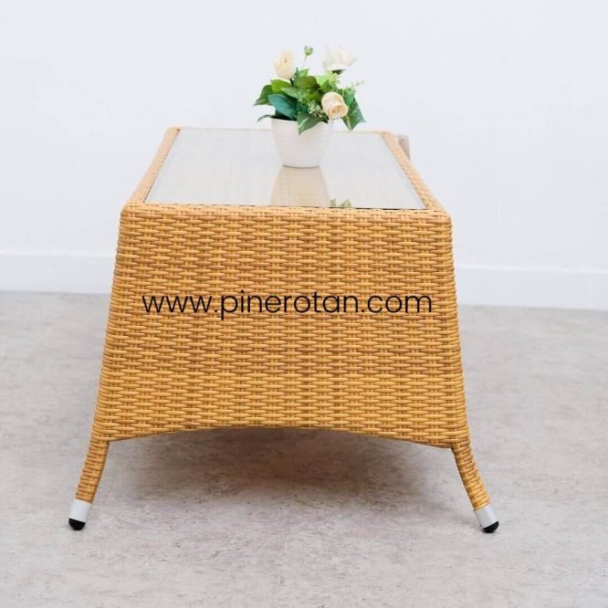 1 Set Meja Tamu Rotan Sintetis / Kursi Tamu - Kenko Living Set 2.1.1 - Kenko Coffee Table - Plain Honey