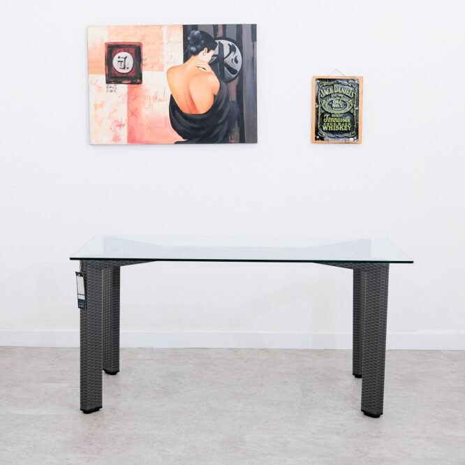 Meja Makan Kotak Minimalis Modern / Meja Makan Outdoor Rotan Sintetis - Max Dining Table - Slate Grey.