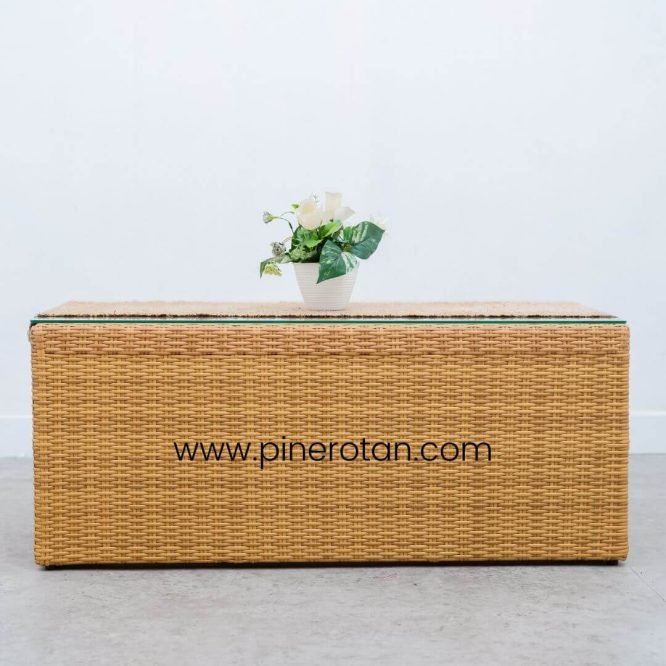 Meja Kopi Rotan Sintetis - Hector CT - Plain Honey
