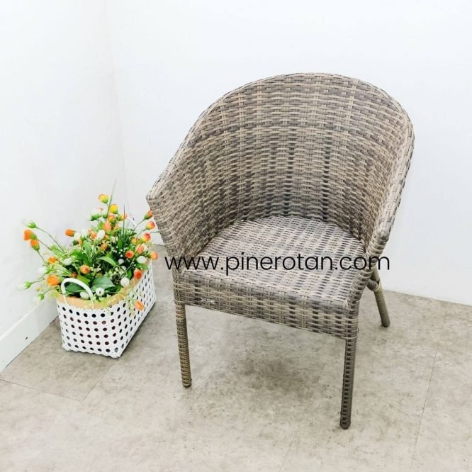 Set Meja Kursi Teras Taman Outdoor Minimalis Pine Rotan Sintetis / Kingstone Terrace Set - Royal Side Table - Cappucino.
