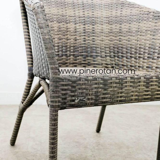Set Meja Kursi Teras Taman Outdoor Minimalis Pine Rotan Sintetis / Kingstone Terrace Set - Royal Side Table - Cappucino.