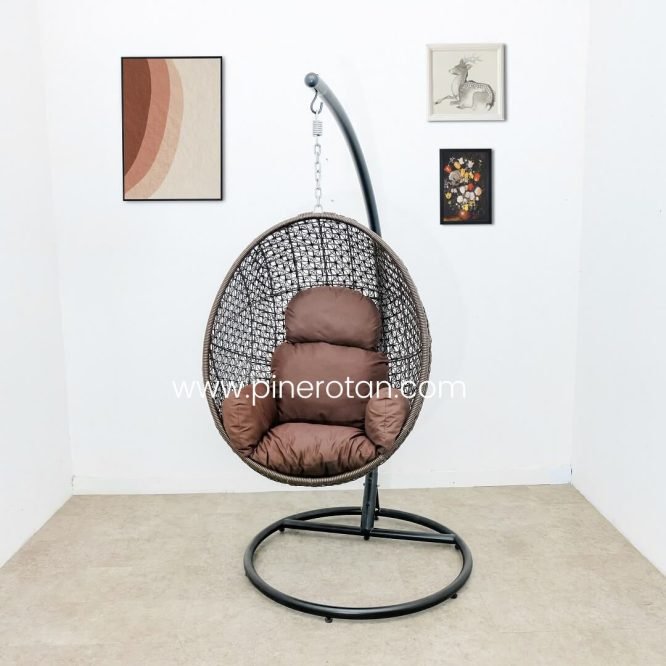 Kursi Ayunan Rotan - Egg Hanging - Brown