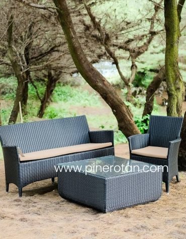 Set Meja Tamu Rotan - Kenko LS - Black - Outdoor