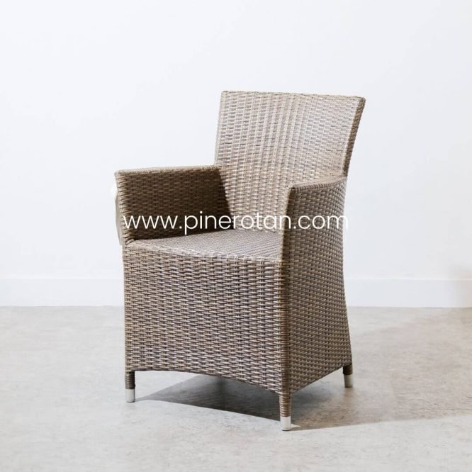 Set Meja Kursi Teras / Taman Outdoor Pine Rotan - Kenko Teras -  Karen Table - 4 Kursi - Moccacino.